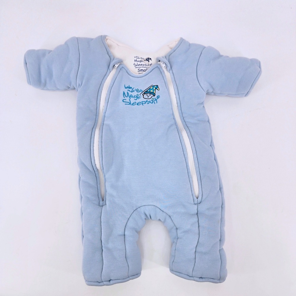 Baby Merlin Magic Sleepsuit Blue Cotton Swaddle Transition Small 3-6M 12-18lbs